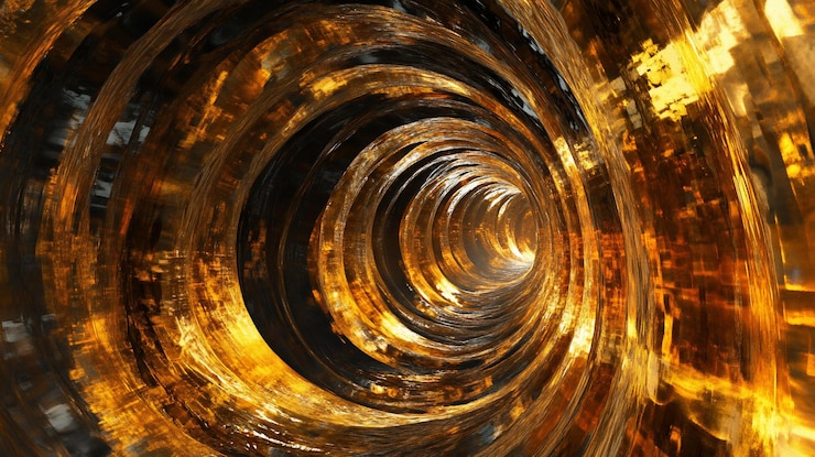 PSD abstract golden tunnel with concentric circles