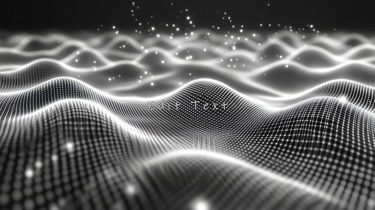 PSD abstract grayscale digital wave particles background