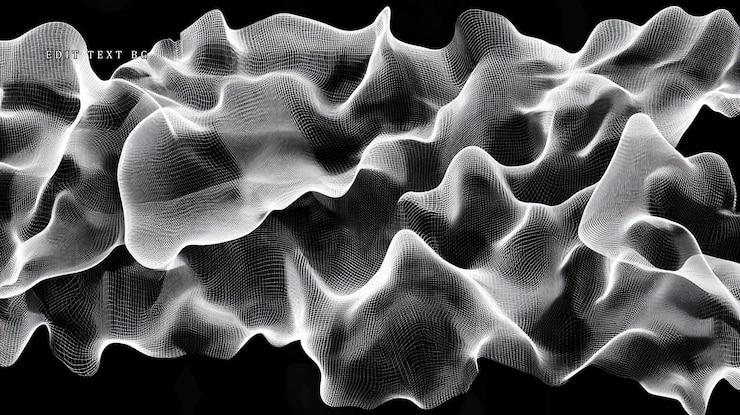 PSD abstract grayscale flowing fabriclike texture on black background