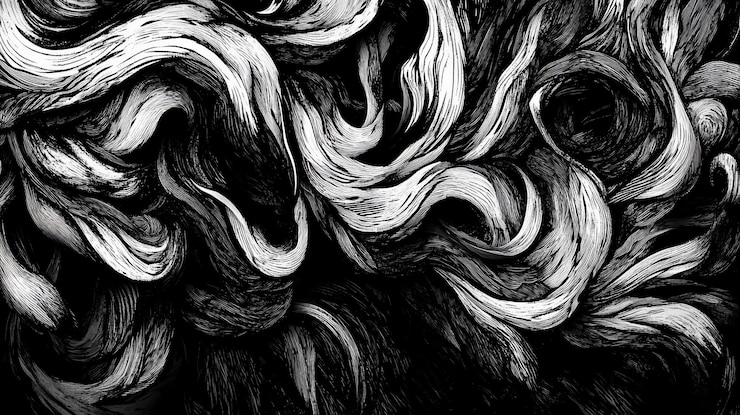 PSD abstract grayscale swirls and curves resembling wood grain or tangled hair