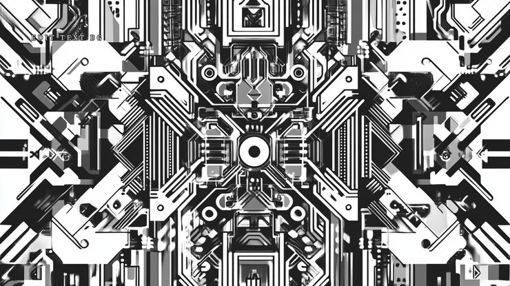 PSD abstract grayscale symmetrical technological pattern