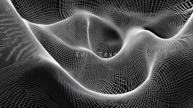 PSD abstract grayscale wave mesh network