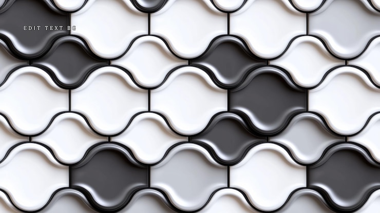 PSD abstract grayscale wavy tile pattern background