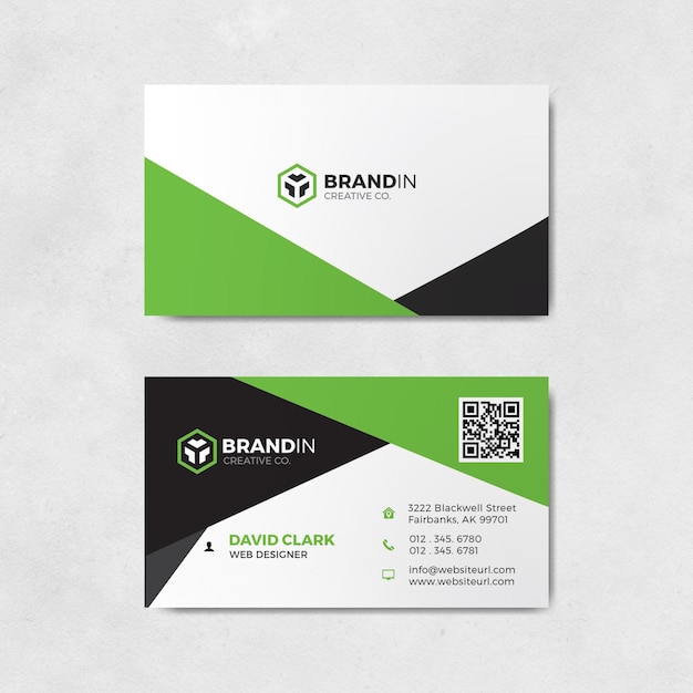 abstract green and black business card template