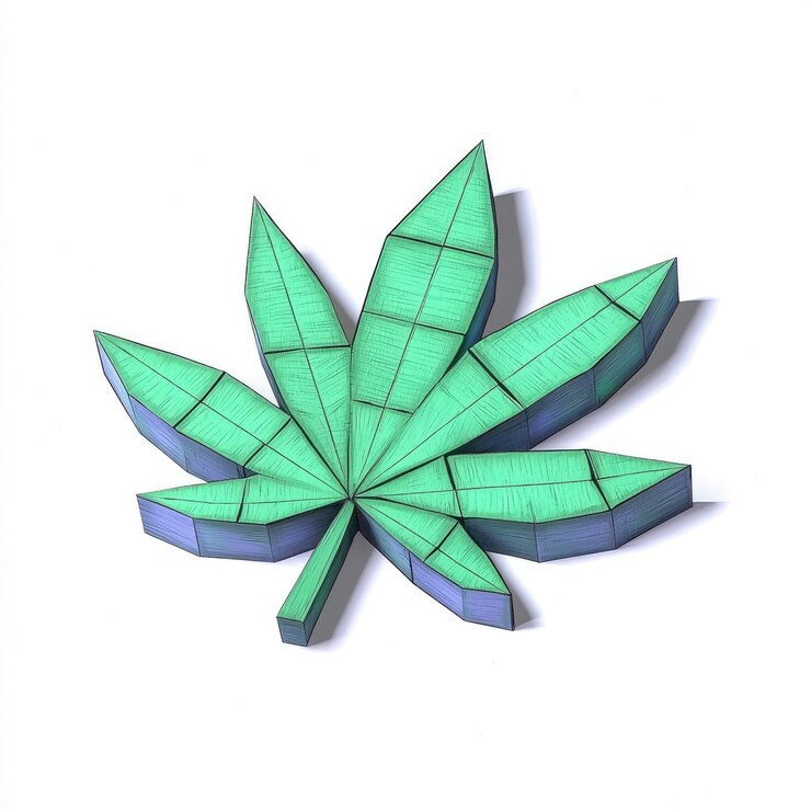 PSD abstract green marijuana leaf