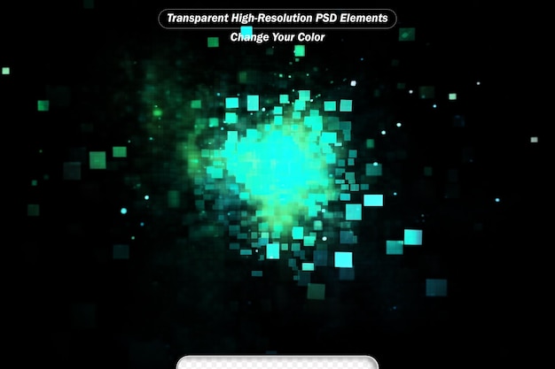PSD 黒い背景の抽象的な緑色の正方形のボケ