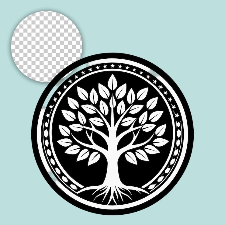 PSD abstract green tree logo on transparent background