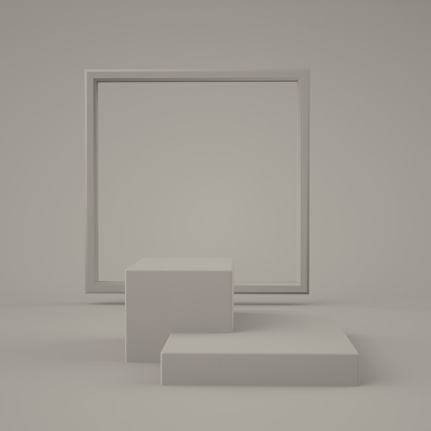 Abstract grey color geometric shape, modern minimalist  for podium display or showcase, 3d rendering