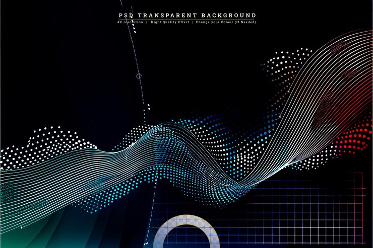 PSD abstract halftone wave dotted on transparent background