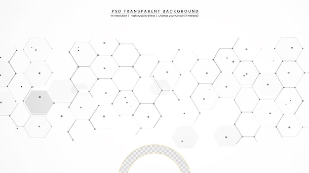 PSD abstract hexagon with white on transparent background