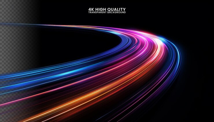 PSD abstract high speed dynamic motion trails licht effect op een zwarte achtergrond