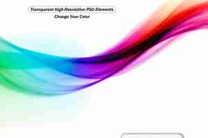 PSD arcobaleno astratto dell'onda di colore orizzontale su uno sfondo bianco trasparente