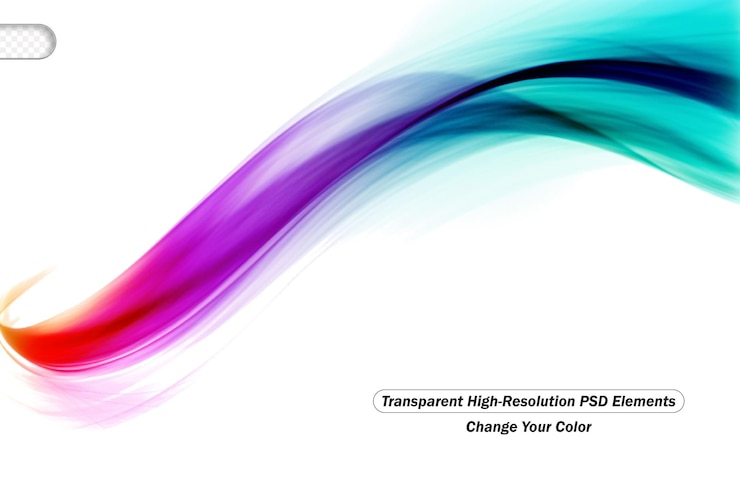 PSD abstract horizontal color wave rainbow on a white transparent background