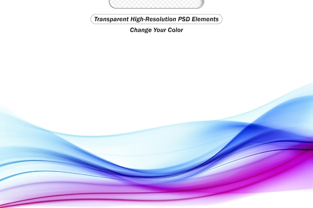 PSD abstract horizontal color wave rainbow on a white transparent background