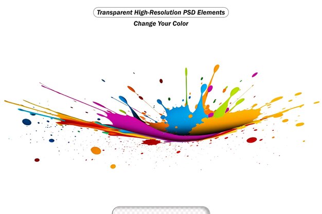 PSD abstract illustration of a colorful ink splash transparent