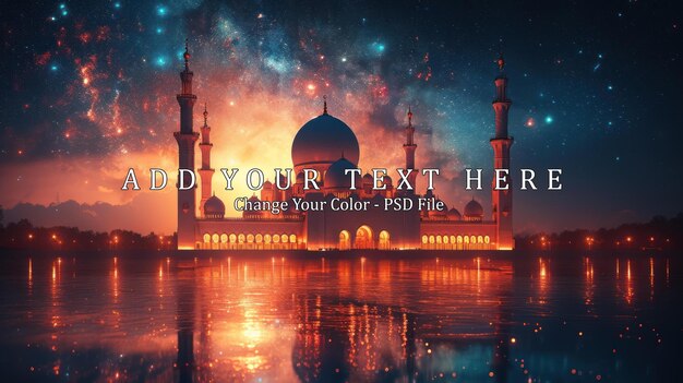 PSD abstract image of arabic mosque in the form of a starry sky