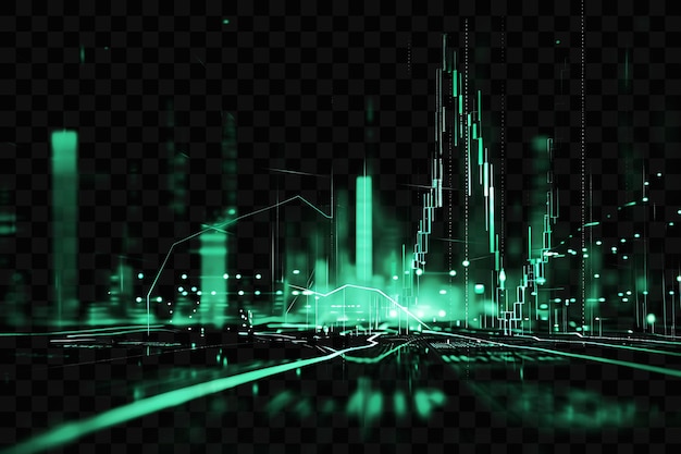 Immagine astratta di una città con una luce verde sul terreno