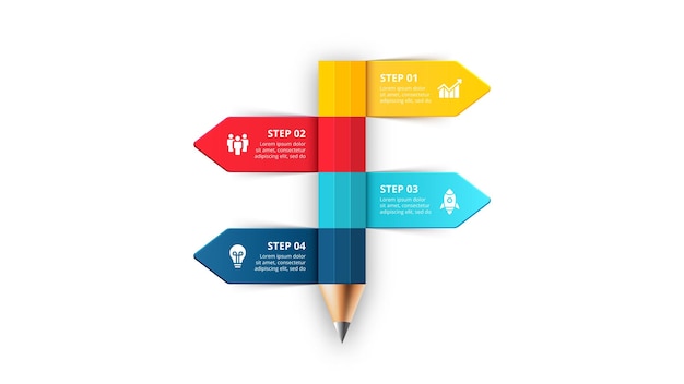 PSD abstract infographic pencil template can be used for education infographic