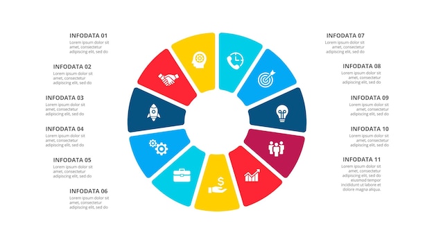 Abstract infographics number options template Can be used for diagram with 11 steps