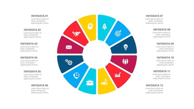 Abstract infographics number options template Can be used for diagram with 12 steps