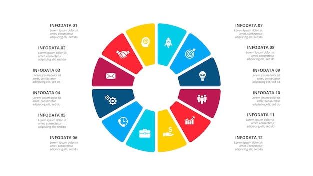 PSD modello di opzioni del numero di infografica astratta può essere utilizzato per il diagramma con 12 passaggi