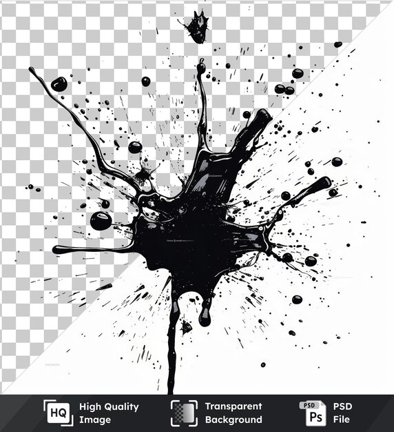 PSD abstract inkt splatter vector symbool jet zwarte inkt spat in de lucht