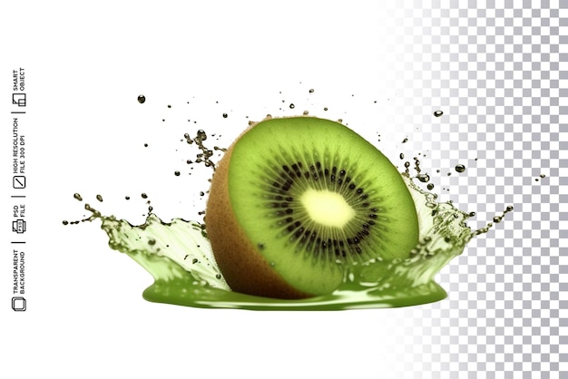 Abstract Kiwi Color Droplets Splash Swirl on Transparent Layer in PSD