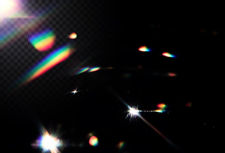 PSD abstract lens flare with rainbow effect on transparent background