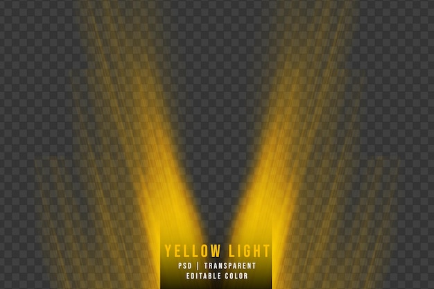 Abstract lichteffect in gele kleur geïsoleerd op transparante achtergrond Zonnestraleneffect