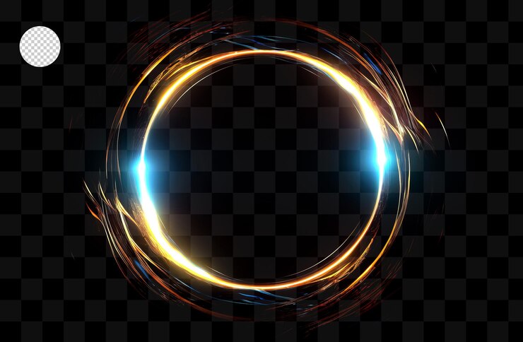 Premium PSD | An abstract light burst on a transparent background.
