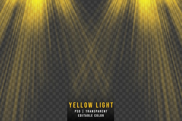 Abstract light effect in yellow color isoated on transparent background Sun rays effect