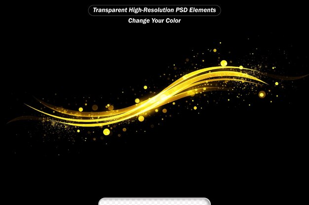 PSD linee leggere astratte di movimento e velocità con scintille di colore dorato