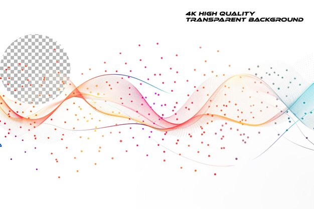 PSD abstract lines and dots background poster with dynamic elements on transparent background