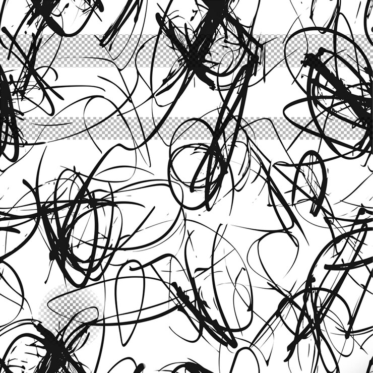 PSD abstract lines scribble sketch transparent background
