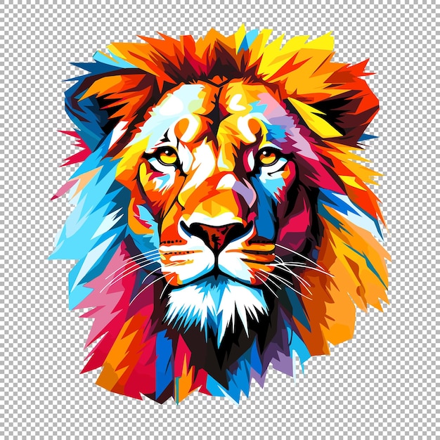 Abstract lion in pop style art with transparent background ai generated