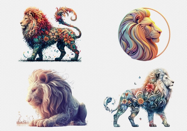 PSD abstract lions