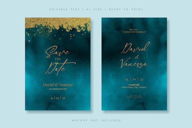 PSD abstract luxury wedding invitation suite template design