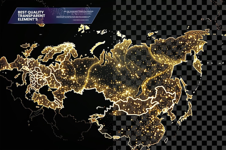 PSD abstract map of the russian federation created from do on transparent background