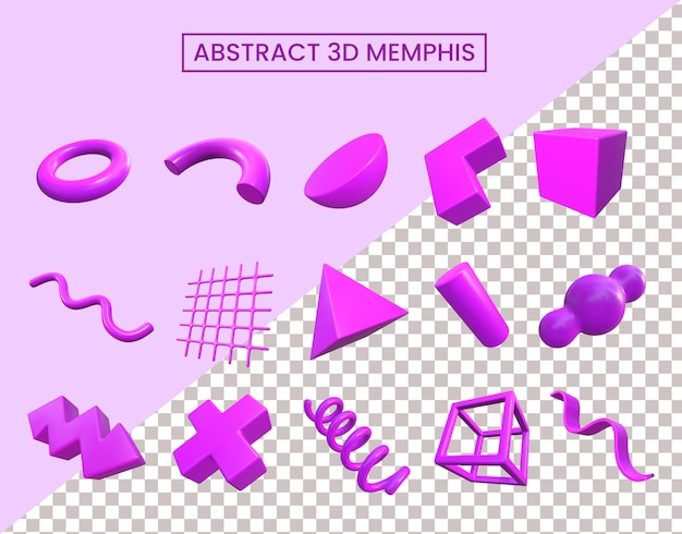 PSD abstract memphis geometric shape 3d render