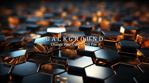 PSD abstract metallic background with golden hexagons