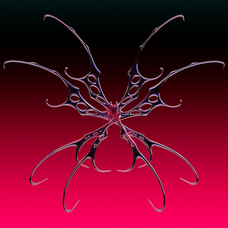 PSD abstract metallic butterfly with gradient background