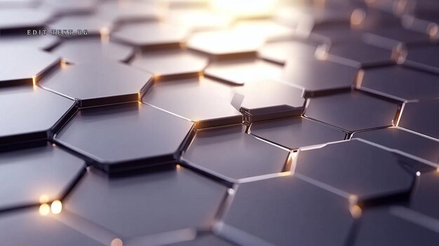 abstract metallic hexagonal background with glowing edges