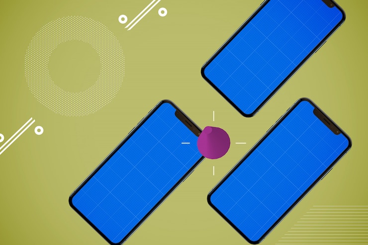 PSD abstract mobiles mockup