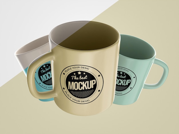 PSD abstract mock-up merchandise with mugs