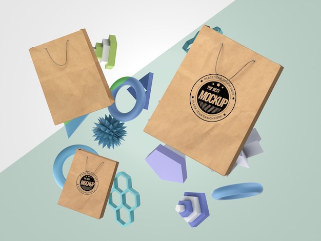 Abstract mock-up merchandise with paper bags