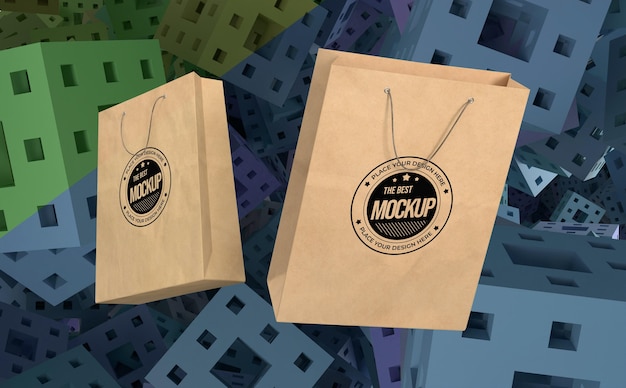 PSD abstract mock-up shopping bags merchandise