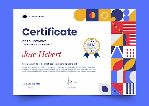 Abstract Mosaic Pattern Certificate of Achievement