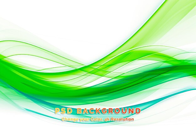 PSD 추상적인 움직임 부드러운 색 파동 곡선 녹색과 파란색 선