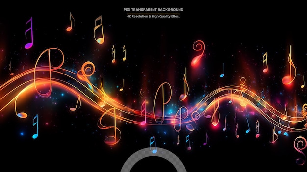 PSD abstract music background with notes and butterflies