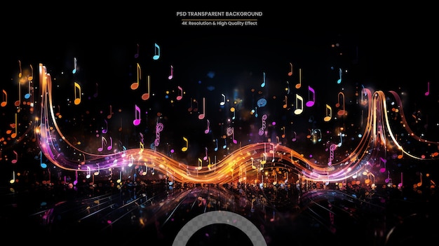 PSD abstract music background with notes and butterflies